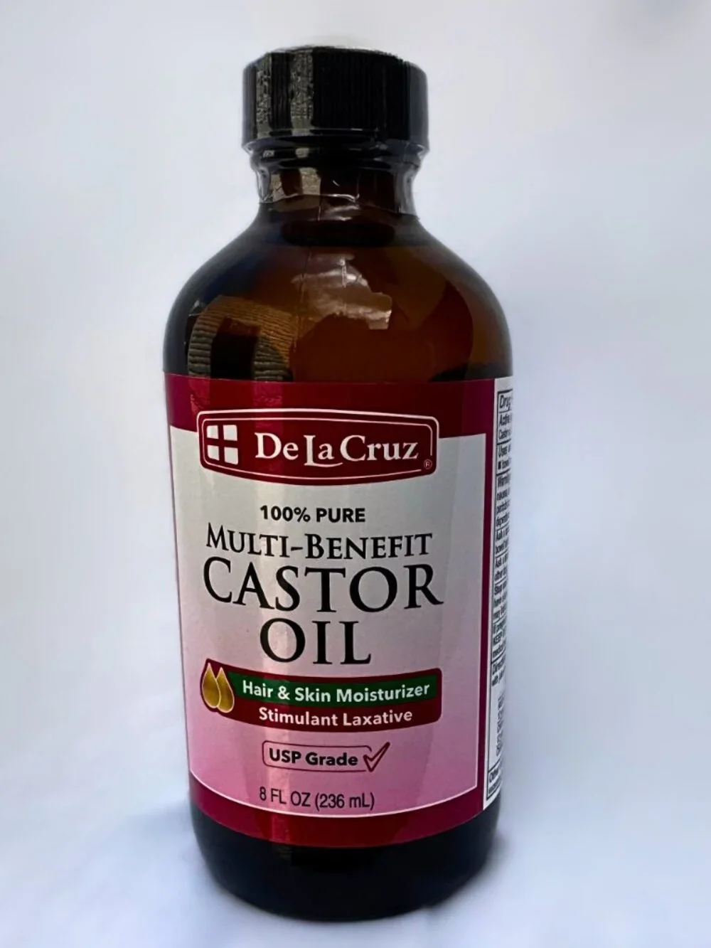 De La Cruz 100% Pure Castor Oil, USP Grade, Hair & Skin Moisturizer, 8 FL OZ